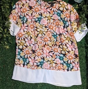 Banana Republic floral retro blouse